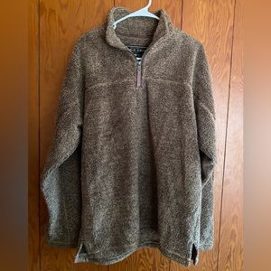 True Grit men’s Sherpa pull over. Quarter zip. Size medium. Green/brown color.